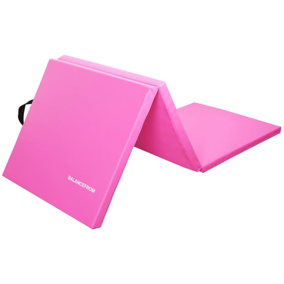 BalanceFrom 6ft x 2ft x 1.5in 3-Panel All-Purpose Folding Gymnastics Mat, Pink