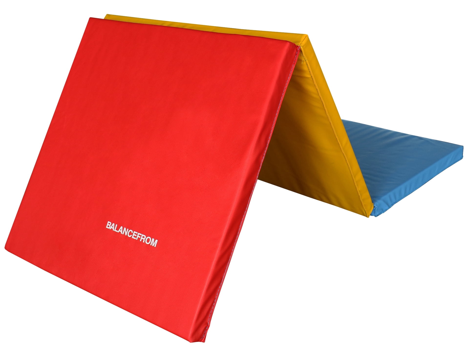 BalanceFrom 6 Ft. x 2 Ft. x 1.5 In. Three-Fold High Density Foam Folding Exercise Mat with Carrying Handles for MMA, Gymnastics and Home Gym, Multi-color