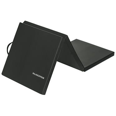 BalanceFrom 6 Ft. x 2 Ft. x 2 In. Three Fold Folding Exercise Mat with Carrying Handles for MMA, Gymnastics and Home Gym, Black