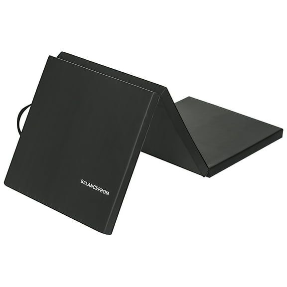 BalanceFrom 6 Ft. x 2 Ft. x 2 In. Three Fold Folding Exercise Mat with Carrying Handles for MMA, Gymnastics and Home Gym, Black