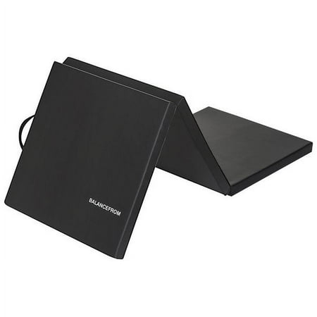 BalanceFrom 6 Ft. x 2Ft. x 1.5 In. Three-Fold High Density Foam Folding Exercise Mat with Carrying Handles for MMA, Gymnastics and Home Gym, Black