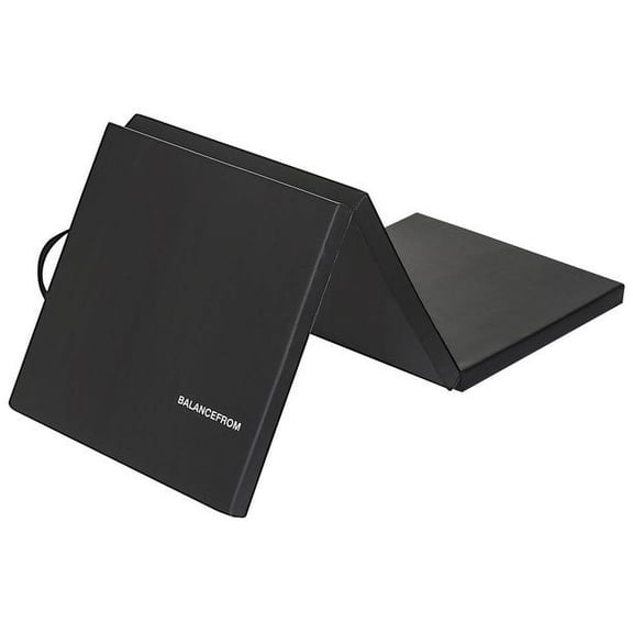 BalanceFrom 6 Ft. x 2Ft. x 1.5 In. Three-Fold High Density Foam Folding Exercise Mat with Carrying Handles for MMA, Gymnastics and Home Gym, Black