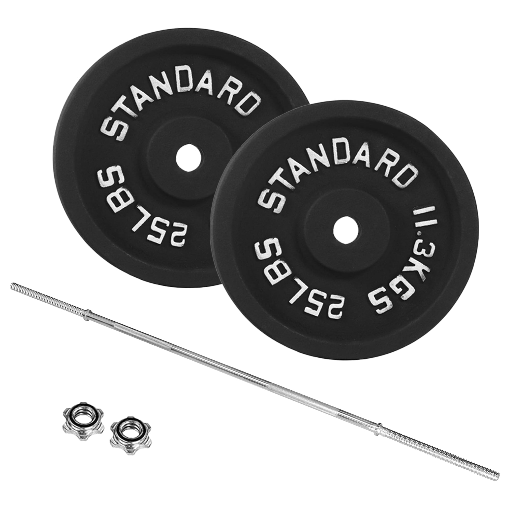 BalanceFrom 60 lbs fitness set, 5-foot standard barbell (10 lbs) with star lock, cast iron weight stack (50 lbs), suitable for a variety of training, suitable for home and professional gym