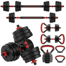 BalanceFrom 60LB 4-in-1 Portable Changeable Dumbbell, Barbell, and Kettlebell Set with Adjustable Weights