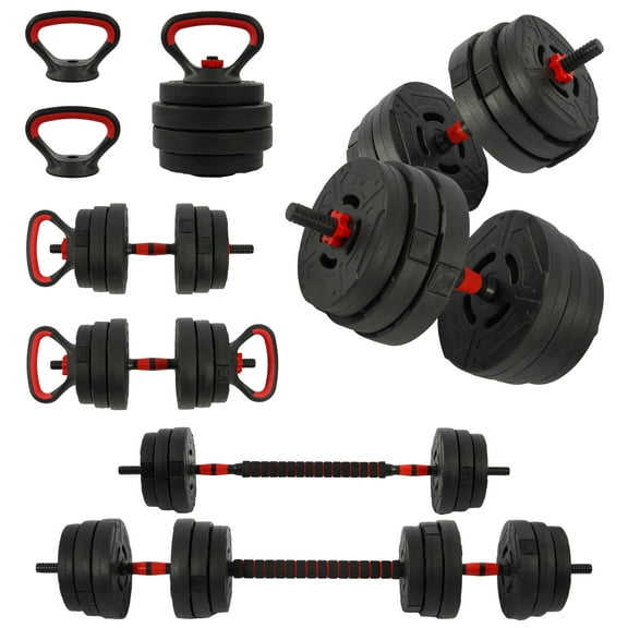 BalanceFrom 60LB 4-in-1 Portable Changeable Dumbbell, Barbell, and Kettlebell Set with Adjustable Weights