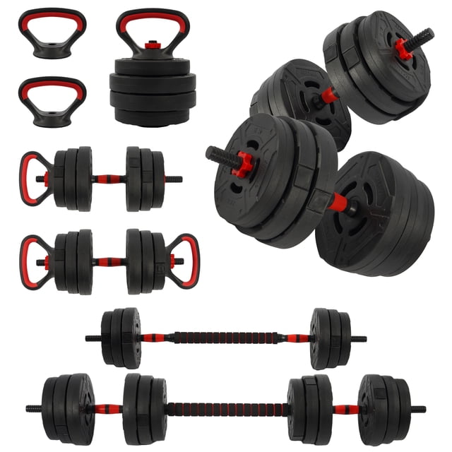 BalanceFrom 60LB 4-in-1 Portable Changeable Dumbbell, Barbell, and ...