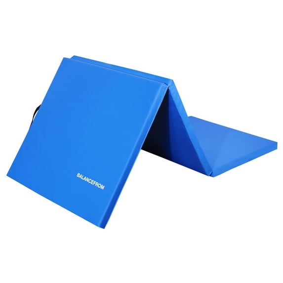 BalanceFrom 6ft x 2ft x 1.5in 3-Panel All-Purpose Folding Gymnastics Mat, Blue