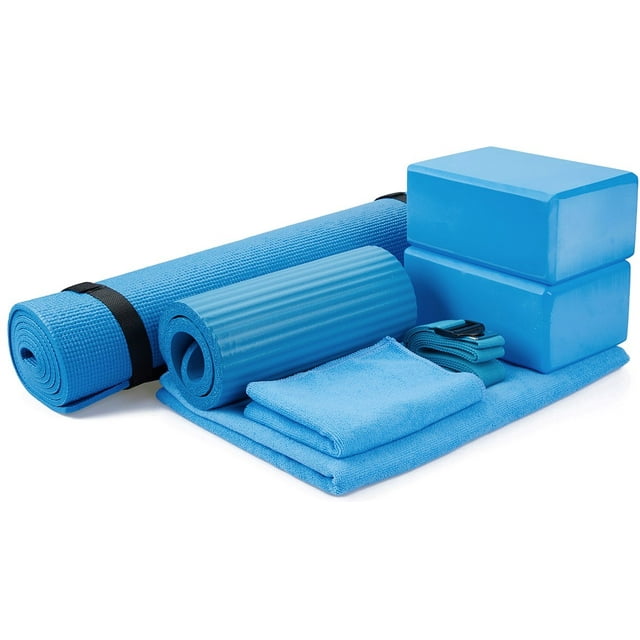 BalanceFrom 7Piece Set Include 1/4" Thick Yoga Mat with Carrying