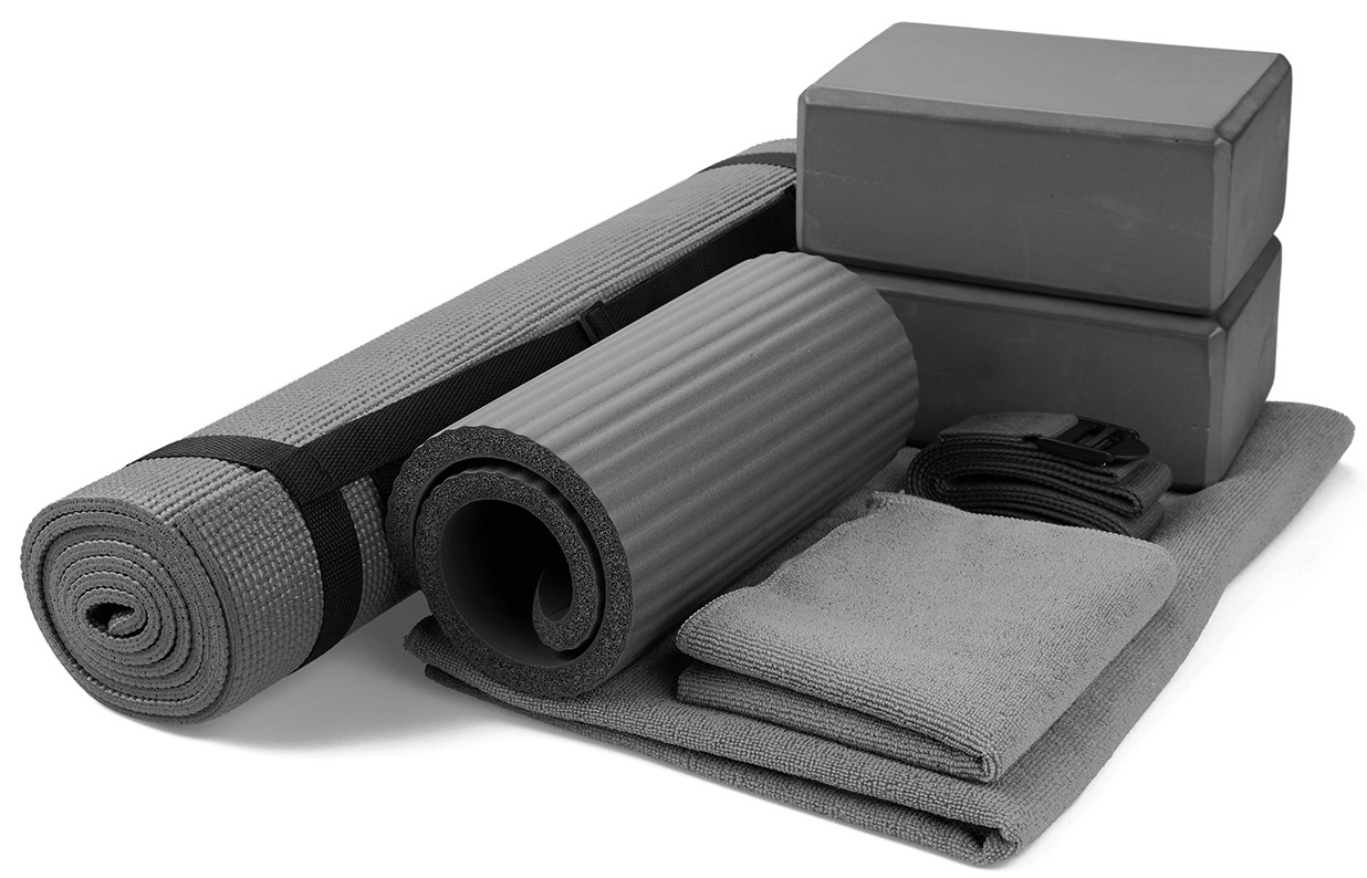 BalanceFrom 7Piece Set Include 1/4" Thick Yoga Mat with Carrying