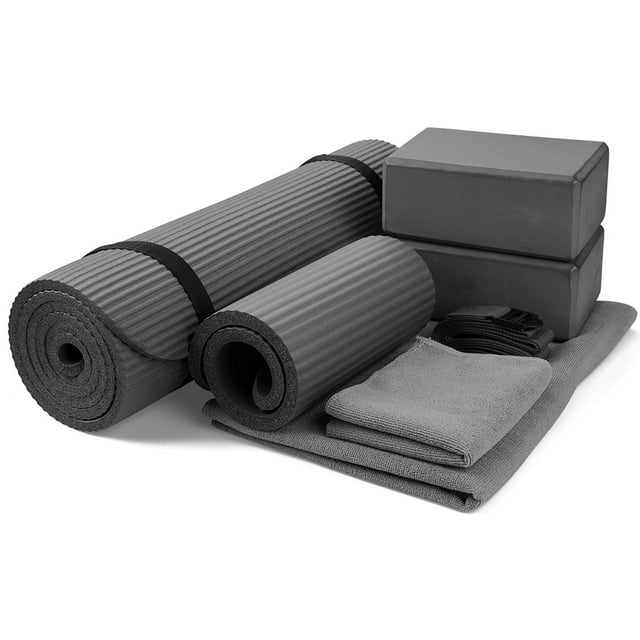 BalanceFrom 7Piece Set Include Yoga Mat with Carrying Strap, 2 Yoga