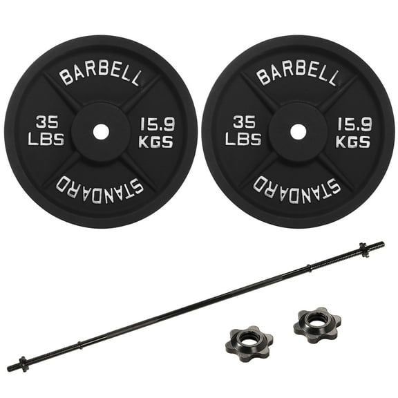 BalanceFrom 80 lbs Fitness Set, 5-Foot Standard Barbell (10 lbs) With Star Lock, Cast Iron Weight Stack (50 lbs), Suitable For A Variety Of Training, Suitable For Home and Professional Gym