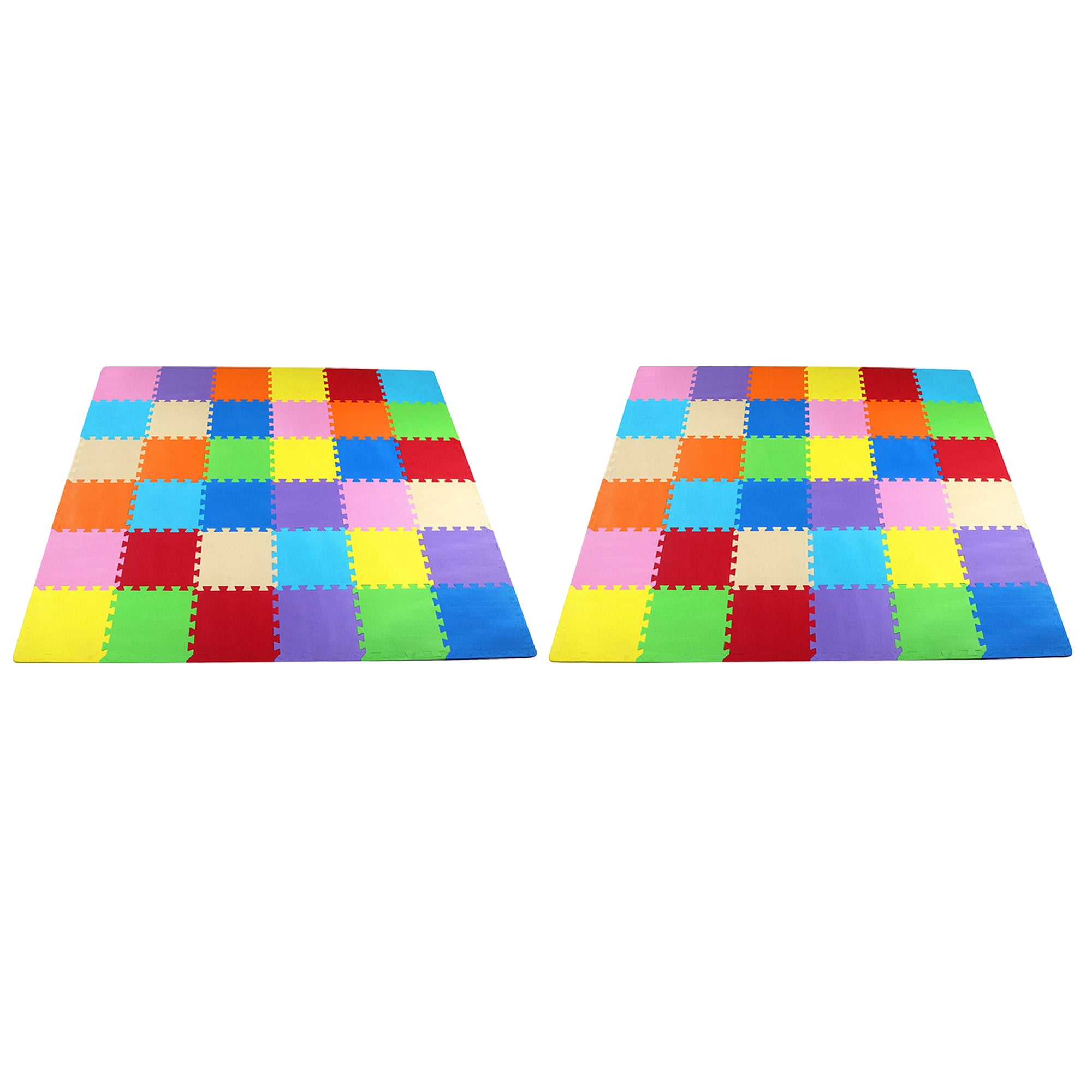 BalanceFrom 2-Pack 36-Count 12”x12” Interlocking Puzzle Play Mat, 0.4” Thick, Multicolored