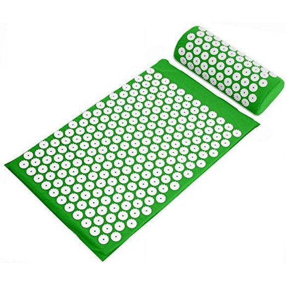 BalanceFrom Acupressure Yoga Mat and Pillow Set for Back and Neck Pain Relief and Muscle Relaxation Massage