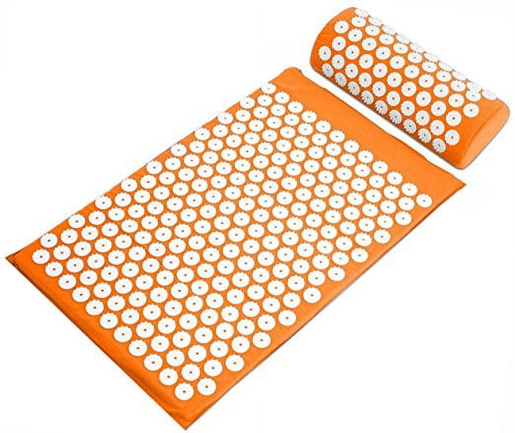 BalanceFrom Acupressure Yoga Mat and Pillow Set for Back and Neck Pain Relief and Muscle Relaxation Massage
