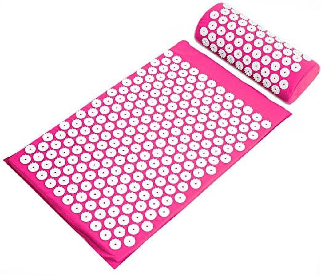 BalanceFrom Acupressure Yoga Mat and Pillow Set for Back and Neck Pain Relief and Muscle Relaxation Massage