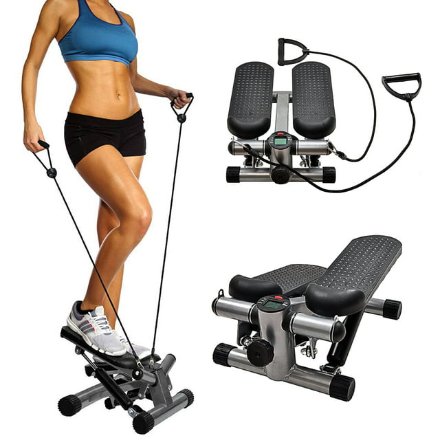 BalanceFrom Adjustable Mini Stepper with LCD Monitor Stepping Machine, Comes with Resistance Bands