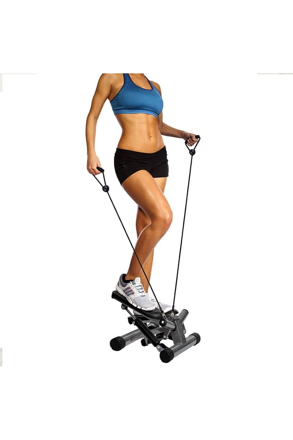 Mini Stepper Home Exercise Machine w/ Resistance Bands, 300 lb Capacity, Black
