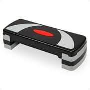 BalanceFrom Aerobic Step Platform Trainer with Adjustable 3-Level Risers, Black & Gray