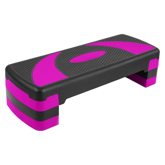 BalanceFrom Aerobic Step Platform Trainer with Adjustable 3-Level Risers, Black & Pink