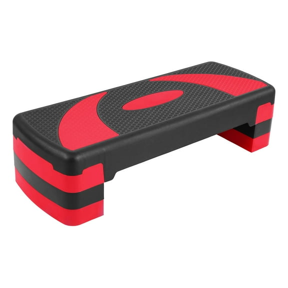 BalanceFrom Aerobic Step Platform Trainer with Adjustable 3-Level Risers, Black & Red