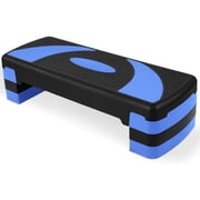 BalanceFrom Aerobic Step Platform Trainer with Adjustable 3-Level Risers, Black & Blue