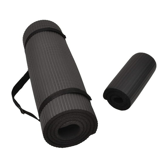 BalanceFrom + All-Purpose 1/2 In. Extra Thick High Density Anti Tear Exercise Yoga Mat and Knee Pad with Carrying Strap