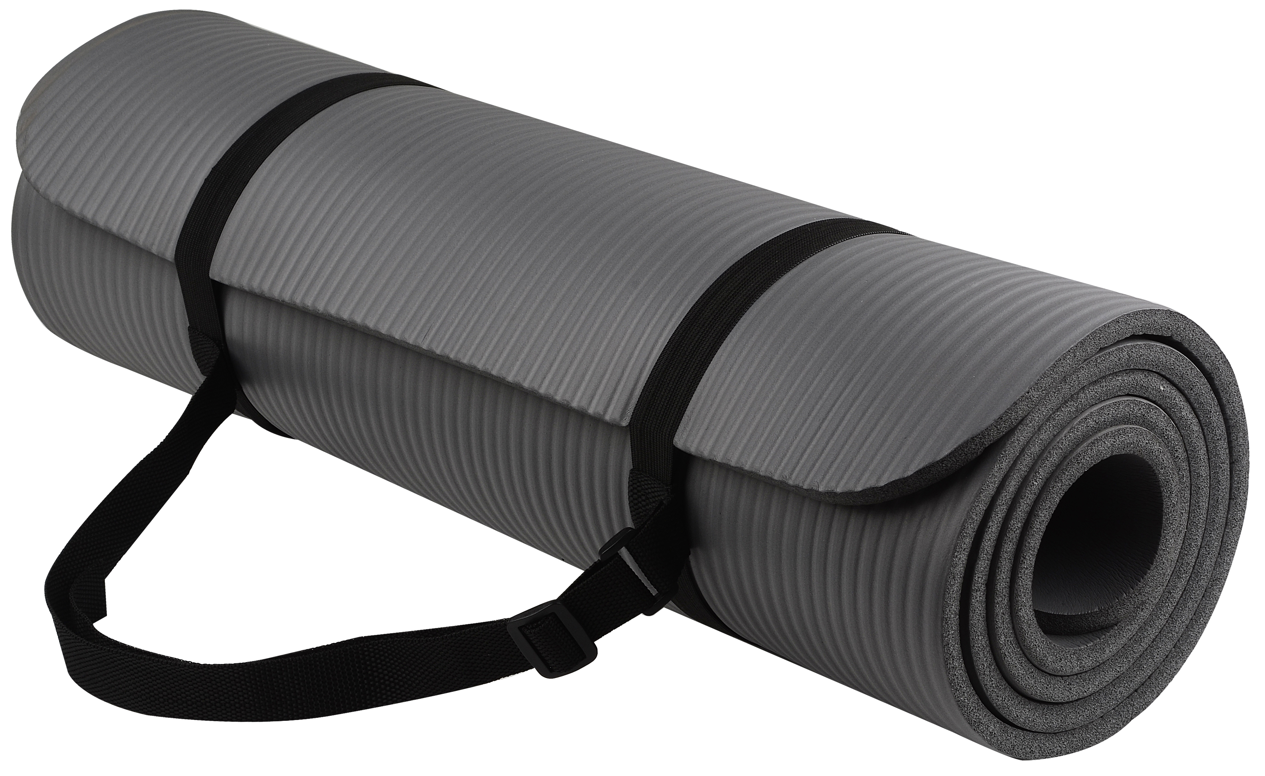 BalanceFrom All-Purpose 1/2 In., High Density Foam Exercise Yoga Mat Anti-Tear with Carrying Strap, Gray - image 1 of 5