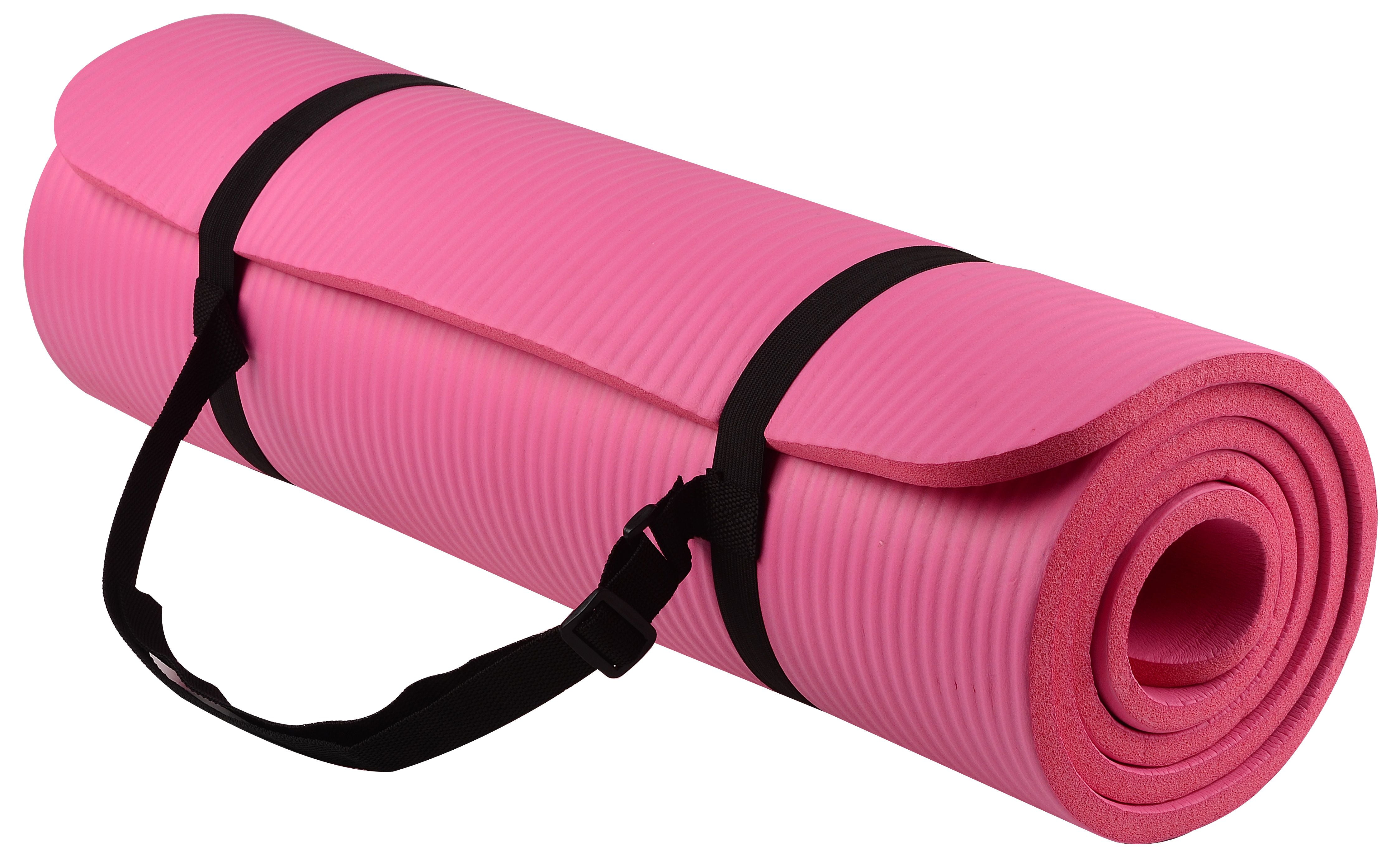 BalanceFrom All-Purpose 1/2 In. High Density Foam Exercise Yoga Mat  Anti-Tear with Carrying Strap, Purple 