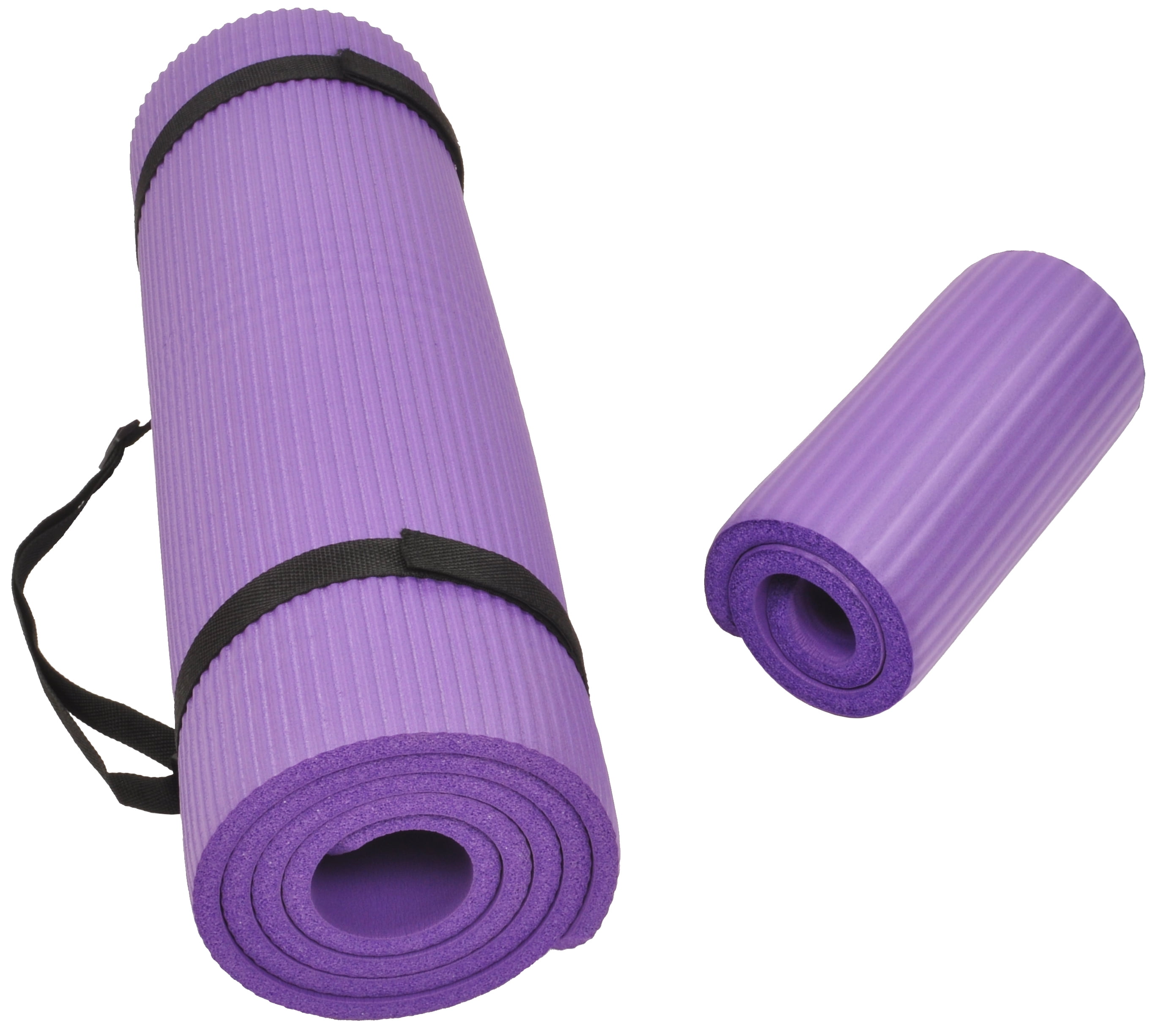 BalanceFrom Fitness 71 x 24 x 1' All-Purpose Extra Thick Non-Slip High  Density Anti-Tear Exercise Yoga Mat with Knee Pad & Carrying Strap, Green