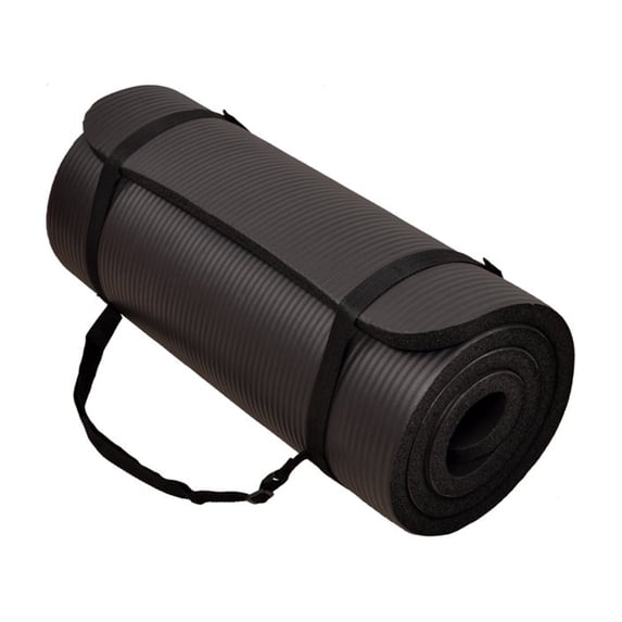 BalanceFrom All-Purpose 1-Inch Extra Thick High Density Anti-Tear Exercise Yoga Mat with Carrying Strap, Black