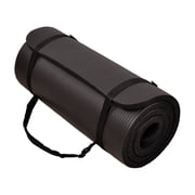 BalanceFrom All-Purpose 1-Inch Extra Thick High Density Anti-Tear Exercise Yoga Mat with Carrying Strap, Black