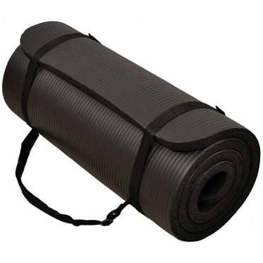 BalanceFrom All-Purpose 1-Inch Extra Thick High Density Anti-Tear Exercise Yoga Mat with Carrying Strap, Black