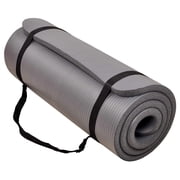 BalanceFrom All-Purpose 1-Inch Extra Thick High Density Anti-Tear Exercise Yoga Mat with Carrying Strap, Gray