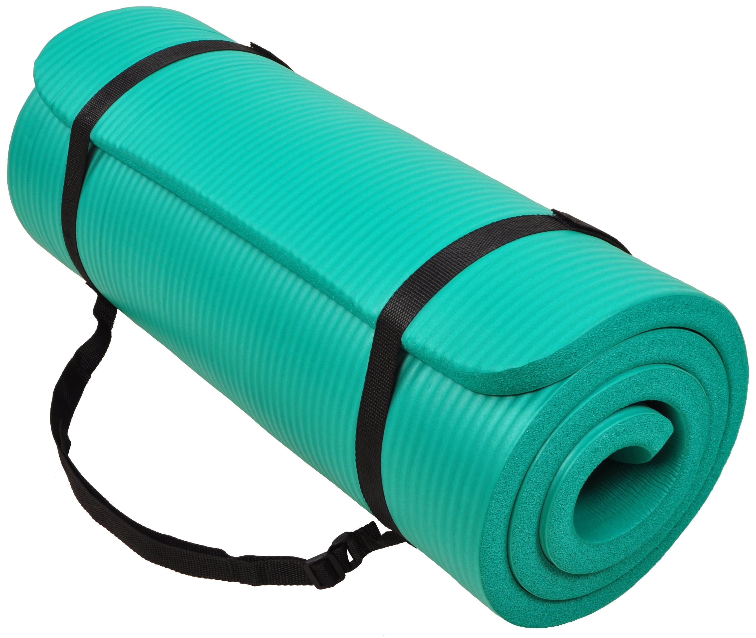 BalanceFrom All-Purpose 1-Inch Extra Thick High Density Anti-Tear Exercise  Yoga Mat with Carrying Strap, Green