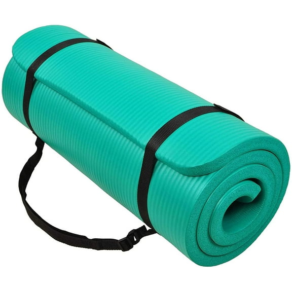 BalanceFrom GoCloud 71x24 Inches Extra Thick Yoga Mat 1-Inch High-Density Foam, Green