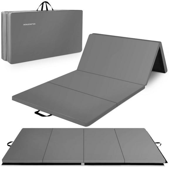 BalanceFrom 10ft x 4ft x 2in 4-Panel All-Purpose Folding Gymnastics Mat, Gray