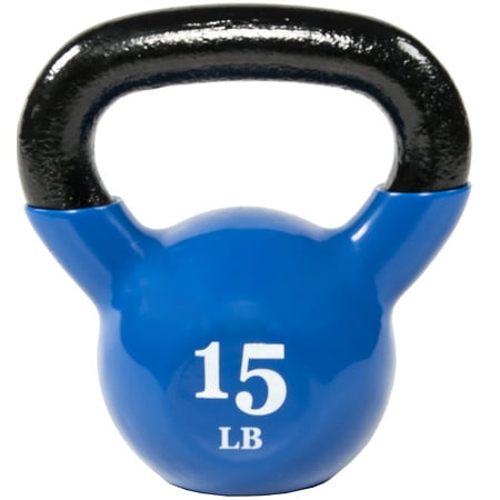 BalanceFrom All-Purpose Color Vinyl Coated Kettlebells, 15 lbs