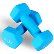 BalanceFrom All-Purpose Neoprene Dumbbells, 6 lb Pair, Blue, Hex Shape for Strength Training