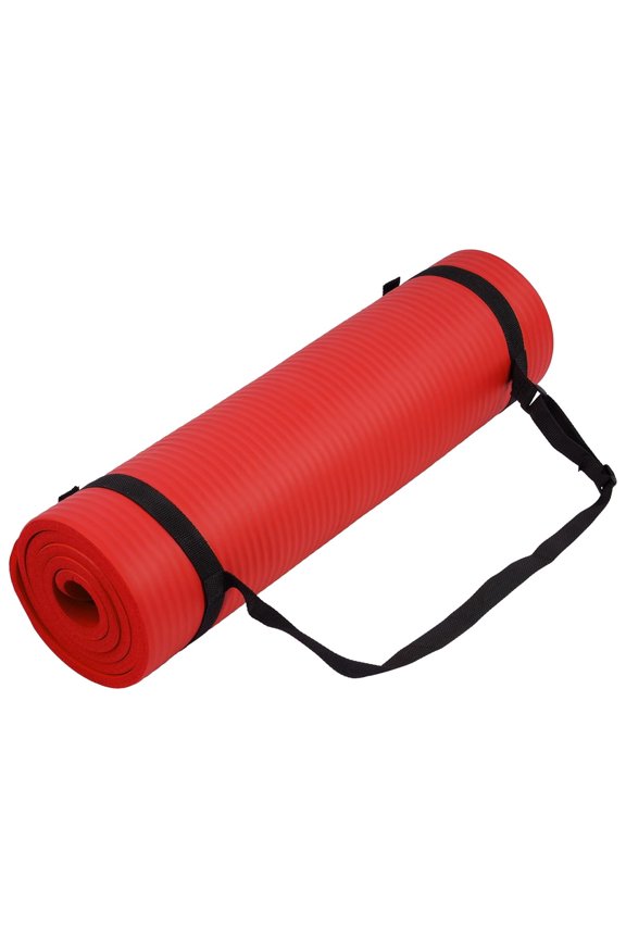 BFGY-AP6RD Go Yoga All Purpose Anti-Tear Exercise Yoga Mat with Carrying Strap, Red