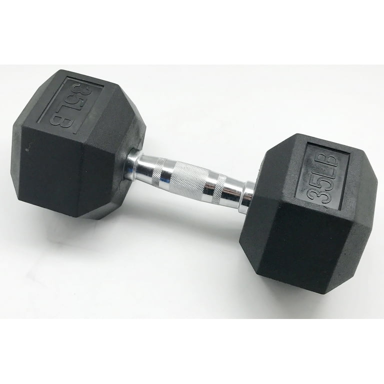 BalanceFrom Barbell Rubber Coated Cast Iron Hex Dumbbell 35 lbs