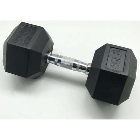 BalanceFrom Barbell Rubber Coated Cast Iron Hex Dumbbell, 40 lbs, Single