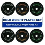 BalanceFrom Black Bumper Plate Set, Includes 10 lb Pair, 15 lb Pair, and 25 lb Pair, Black