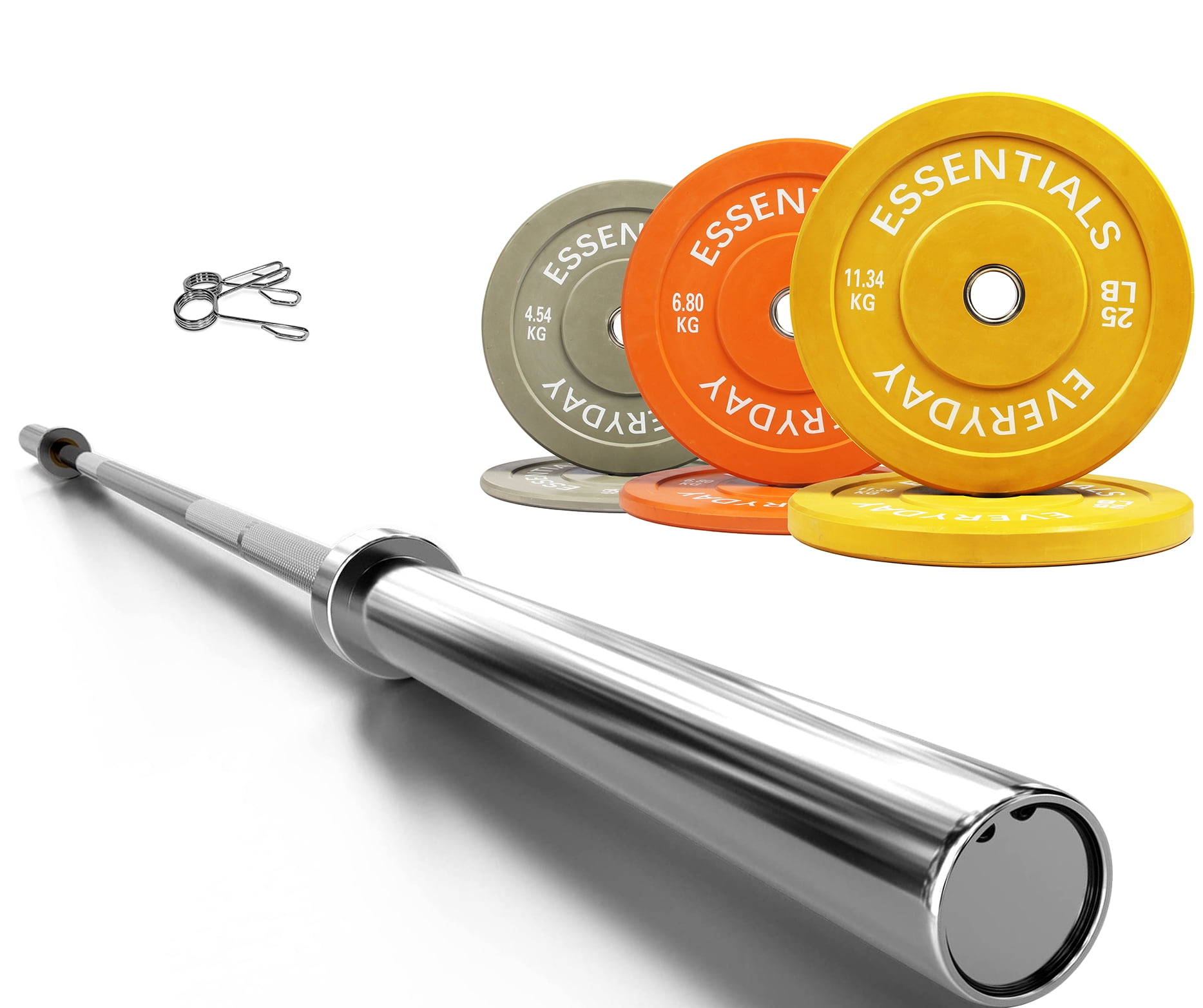 BalanceFrom Bumper Plate with Steel Hub, 100 lb Set w/ bar Color - Walmart.com
