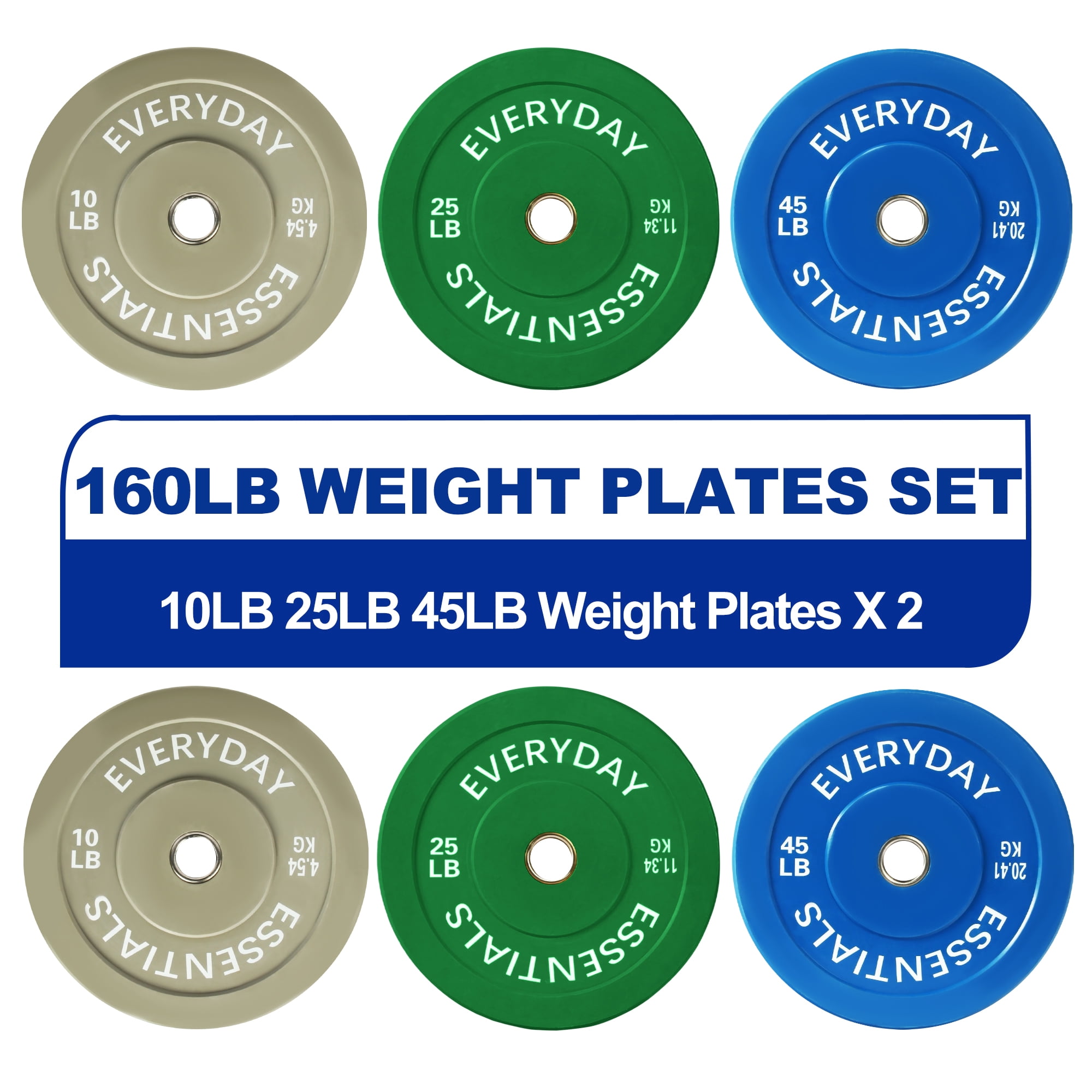 BalanceFrom Olympic Bumper Plate Weight Plate with Steel Hub, Color Coded, 160 lbs Set, Multiple Packages