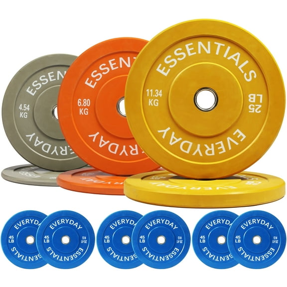 BalanceFrom Bumper Plate with Steel Hub, 470 lb Set Color