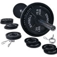 thumbnail image 1 of BalanceFrom Cast Iron Olympic Weight Including 7FT Olympic Barbell and Clips, 300-Pound Set (255 Pounds Plates + 45 Pounds Barbell), Multiple Packages, 1 of 6