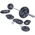 thumbnail image 1 of BalanceFrom Cast Iron Olympic Weight Including 7FT Olympic Barbell and Clips, 300-Pound Set (255 Pounds Plates + 45 Pounds Barbell), Multiple Packages, 1 of 6