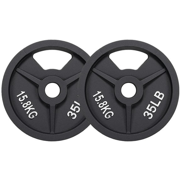 BalanceFrom Cast Iron Weight Plates, Black, 2-Inch,Multiple Weight Options, Pair or Set, for Strength Training & Home Gym
