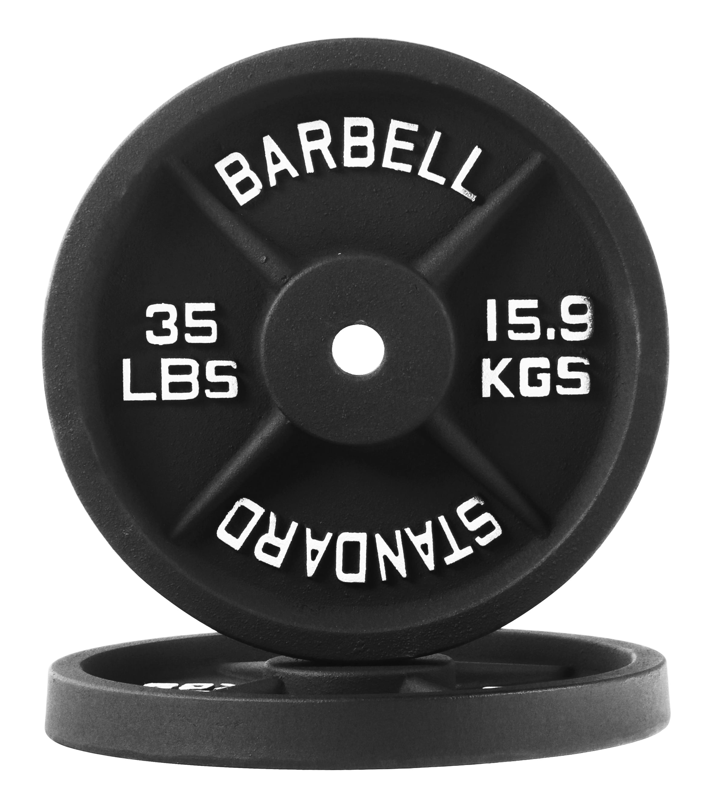BalanceFrom Classic Cast Iron Weight Plates, 1 in, 35 Pound Pair, Standard, Black