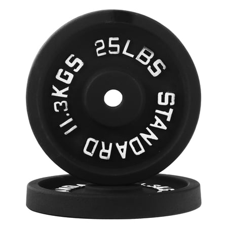 BalanceFrom Classic Cast Iron Weight Plates for Strength Training, 1-Inch, 25-Pound, Pair